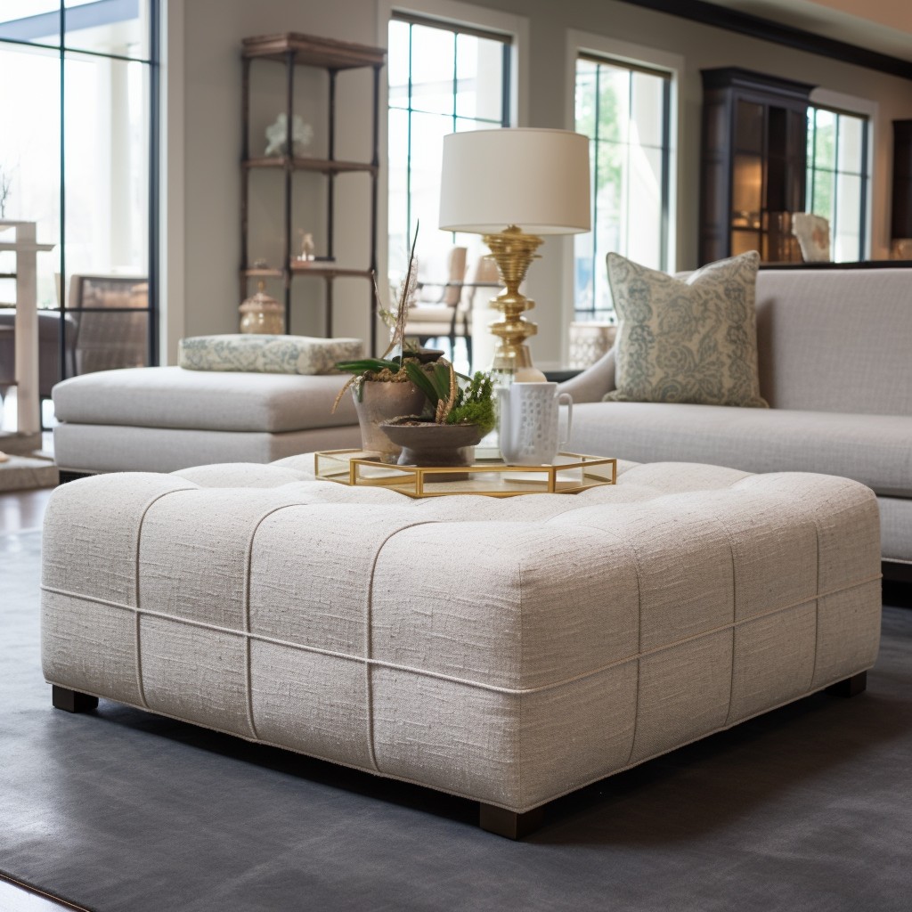 tufted top boucle ottoman for a luxurious look