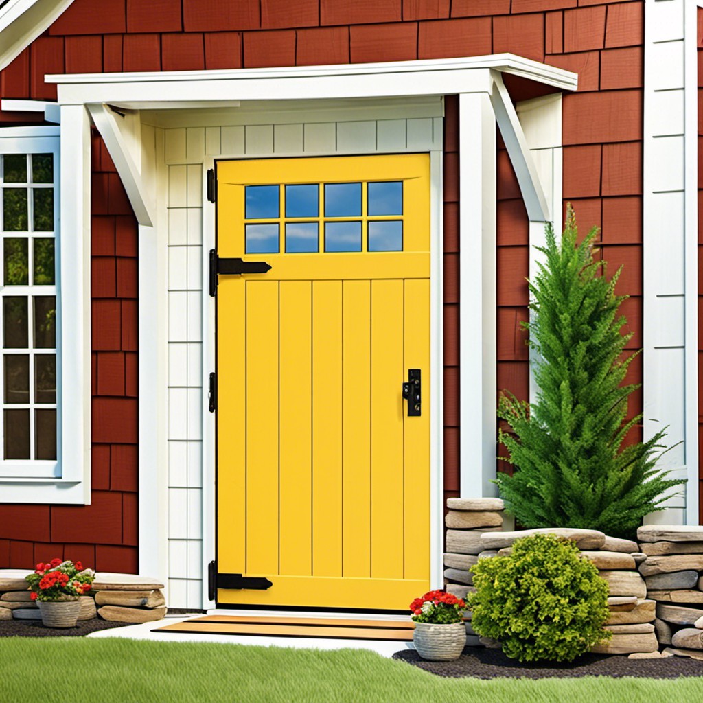 vibrant painted shiplap door