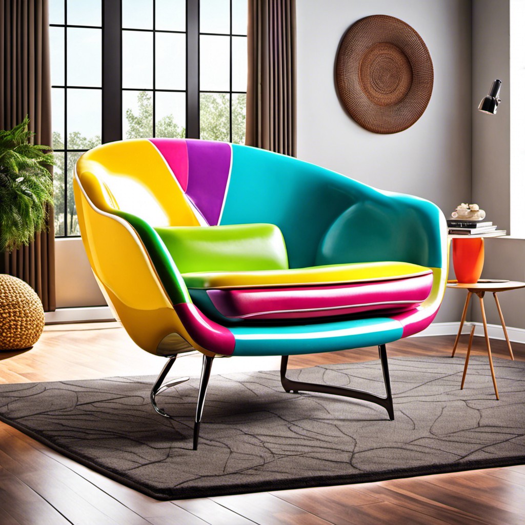 vibrantly colored fiberglass loveseat