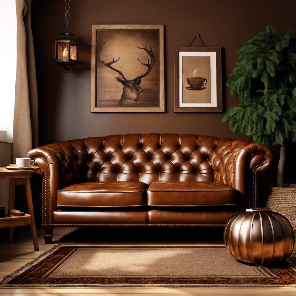 vintage coffee colored leather couch