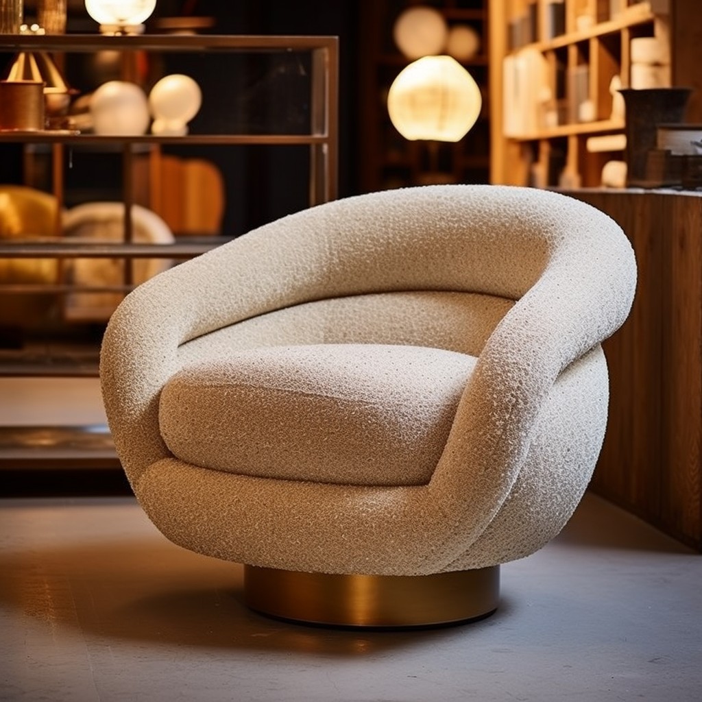 vintage retro inspired boucle swivel chair