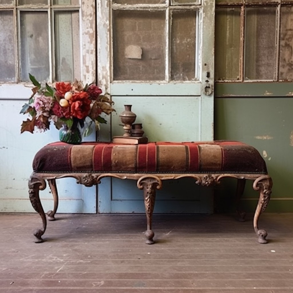 vintage victorian boucle bench