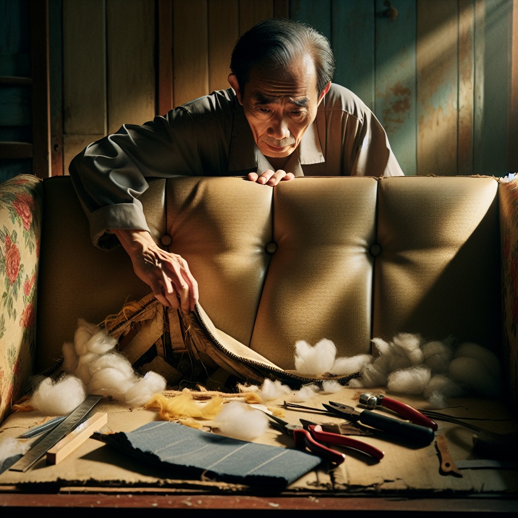 accessing the inside of the couch for repair