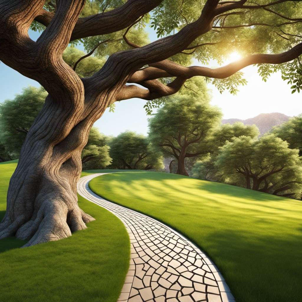 arch pathway wrapped around a tree
