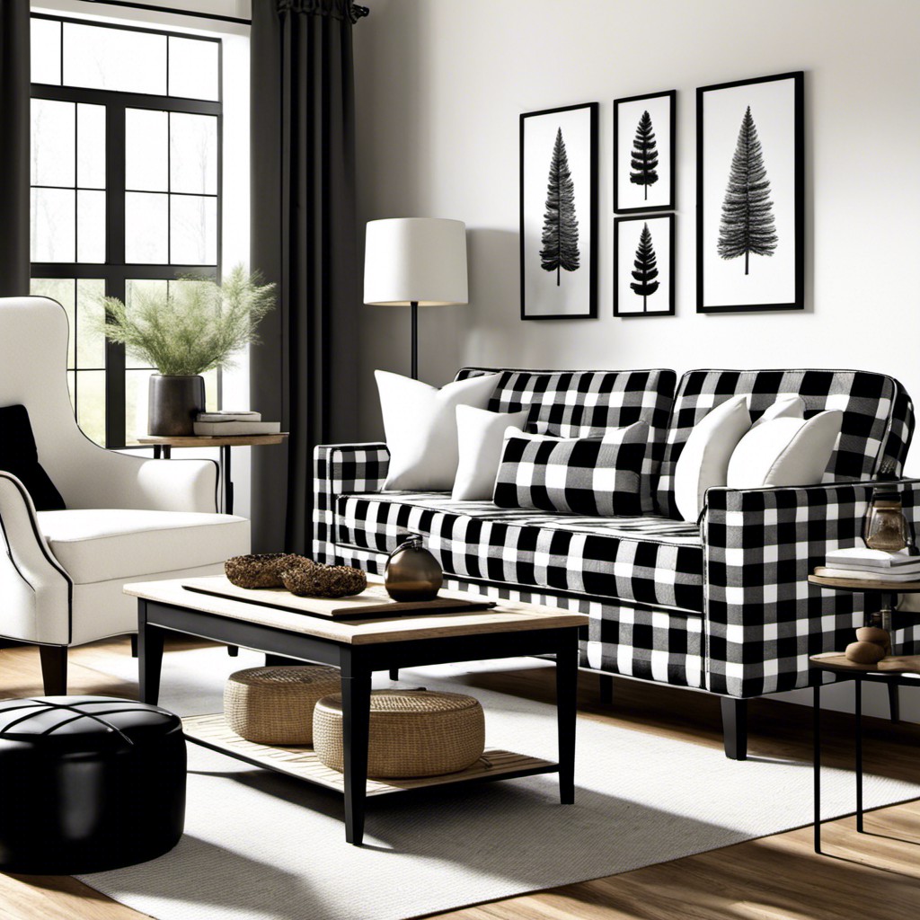 black and white buffalo plaid sofa