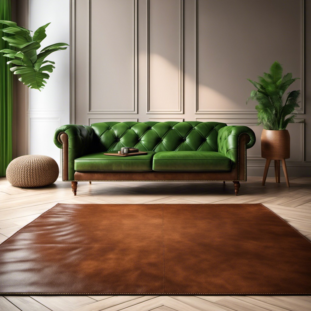 brown leather rug