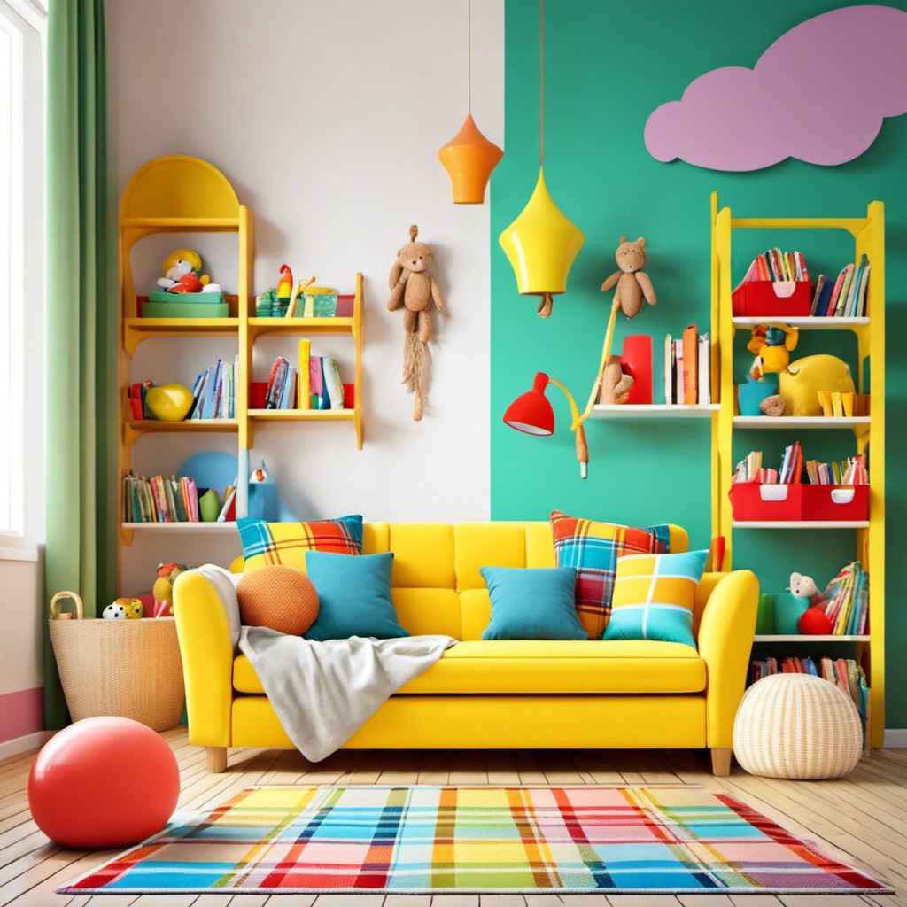 colorful plaid sofa for childrens room