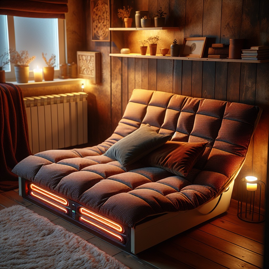compact heated futon for small spaces
