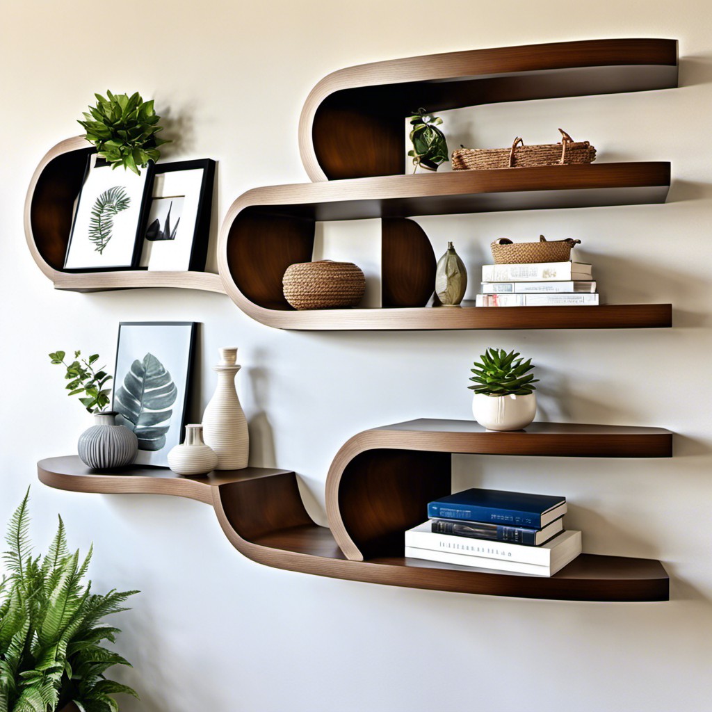 curved floating shelves