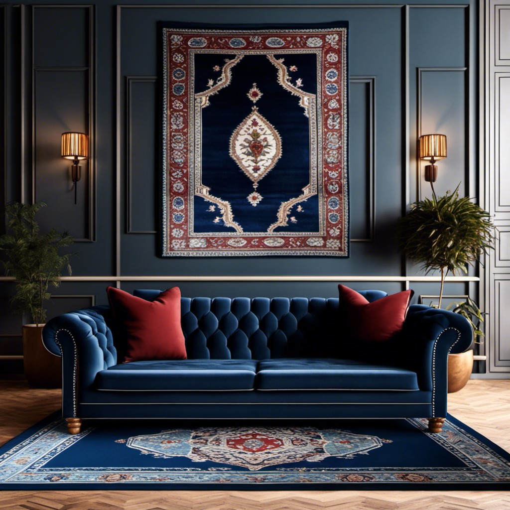 dark blue turkish rug