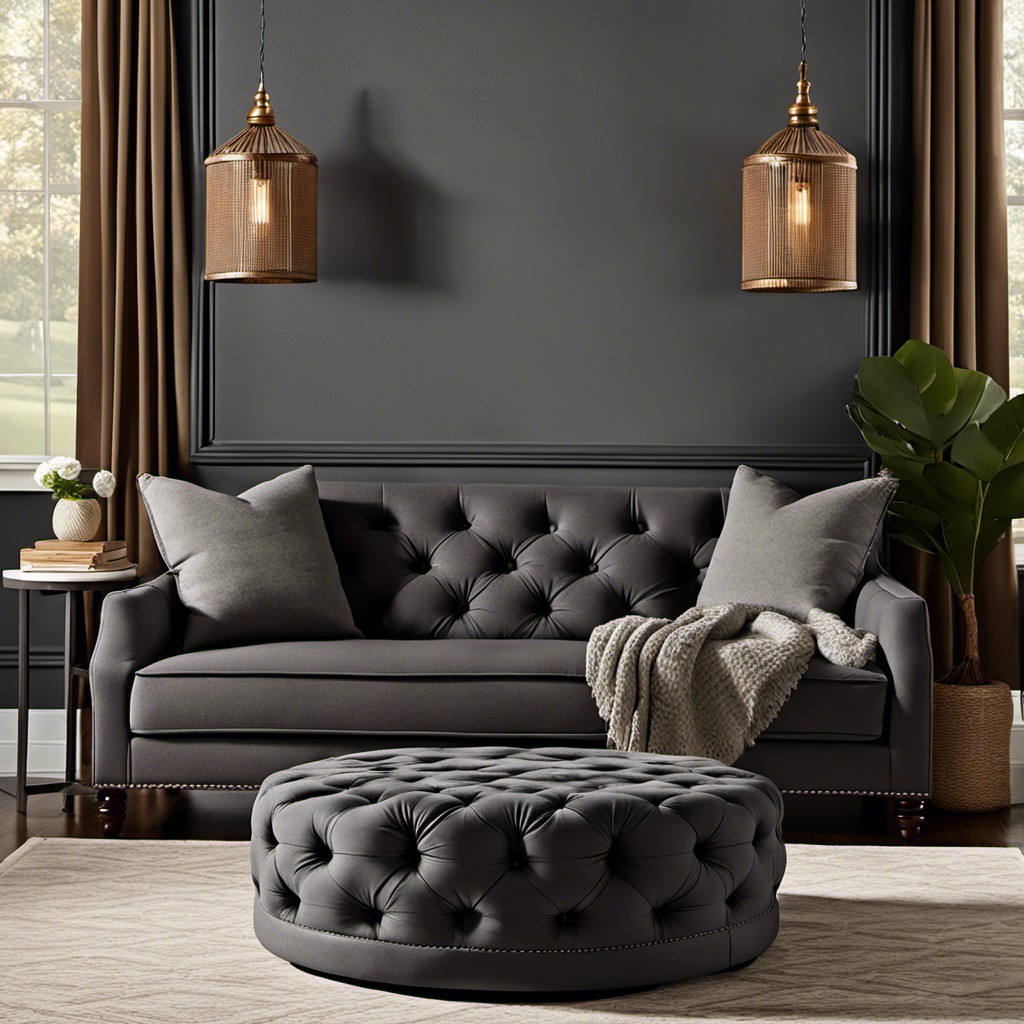 dark gray tufted ottoman combo