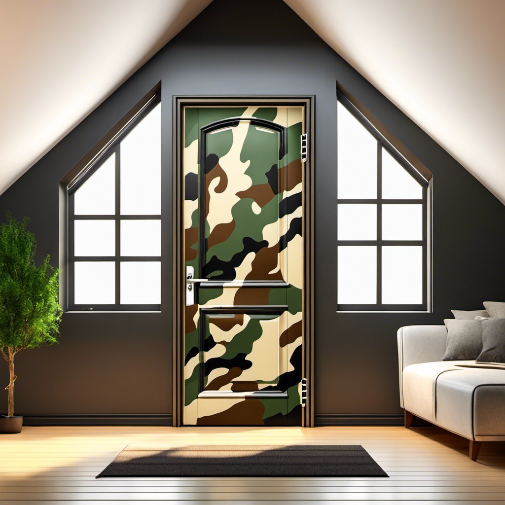decorated attic camouflaged door