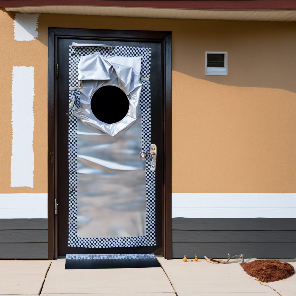 door with visible duct tape