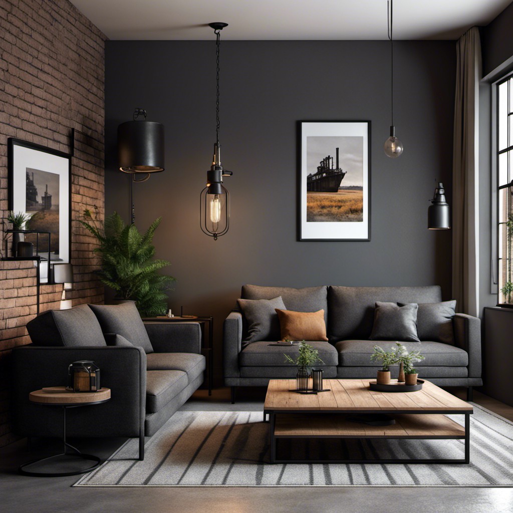 industrial style dark gray couch