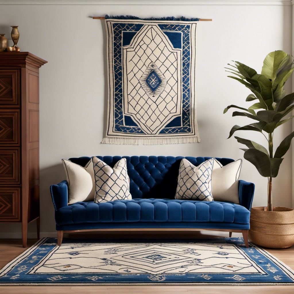 ivory and blue moroccan rug