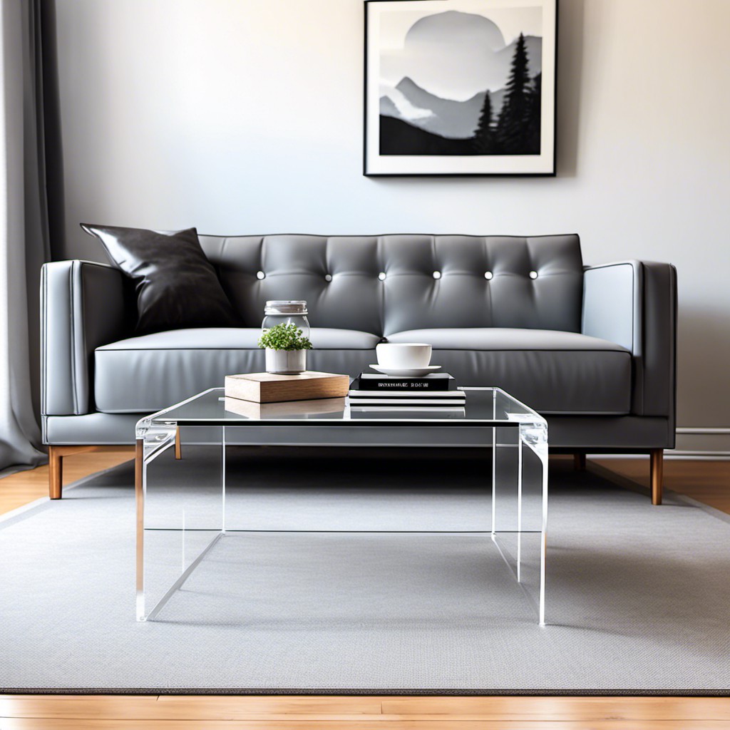 minimalist clear acrylic coffee table