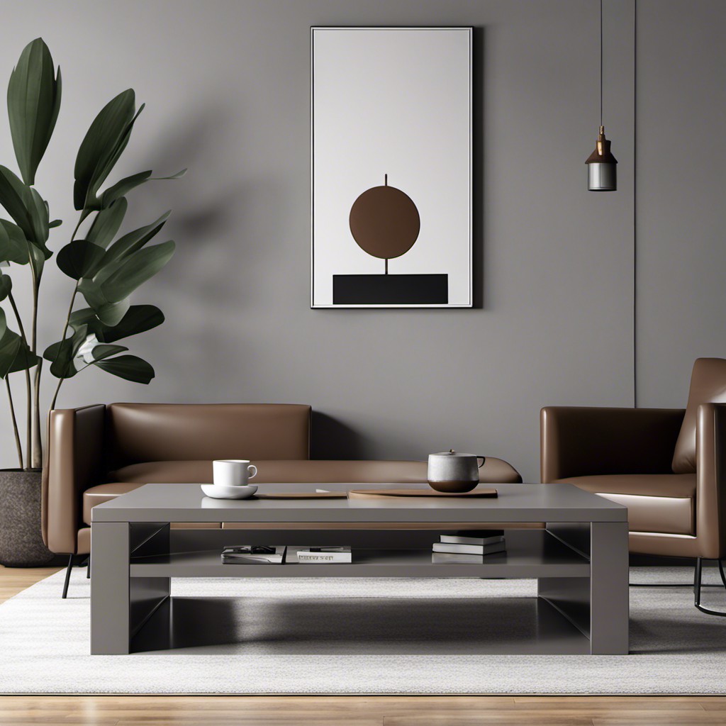 minimalist square grey brown coffee table