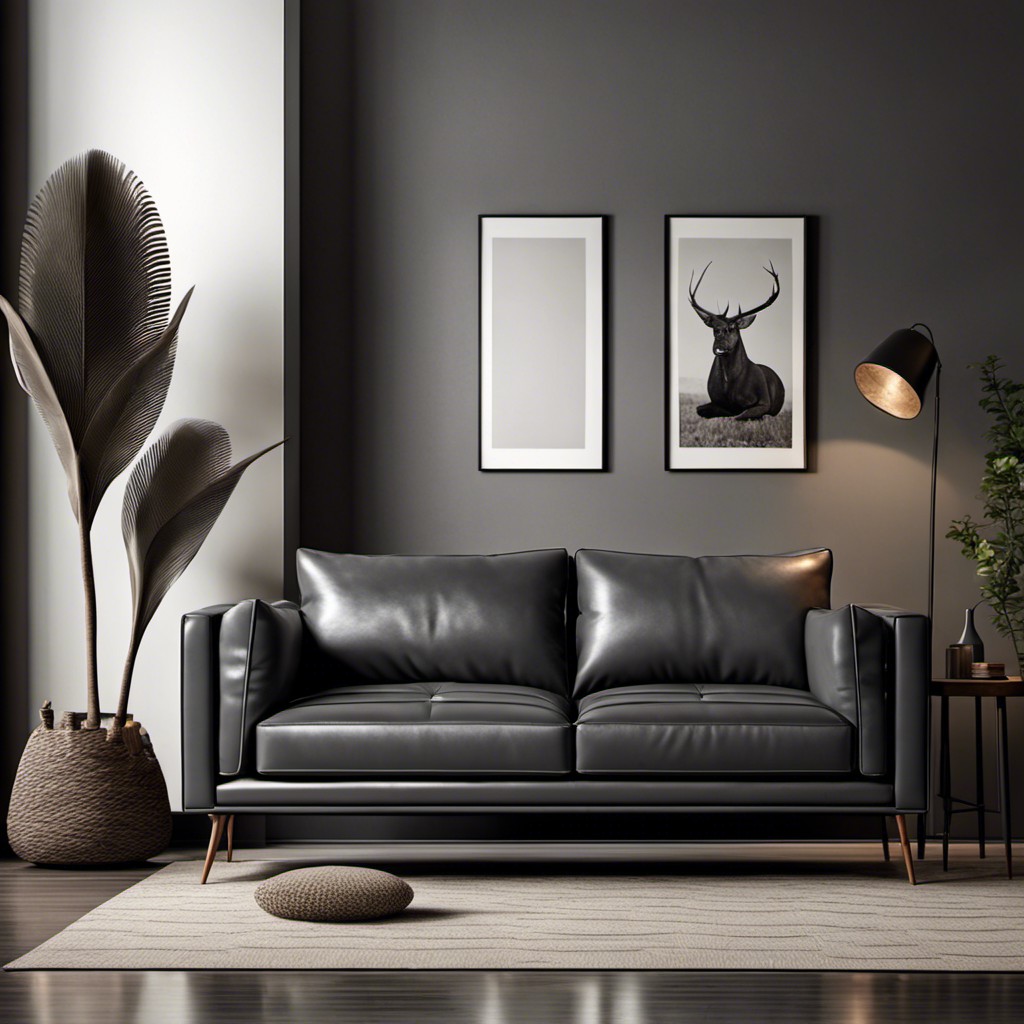 modern dark gray leather sofa