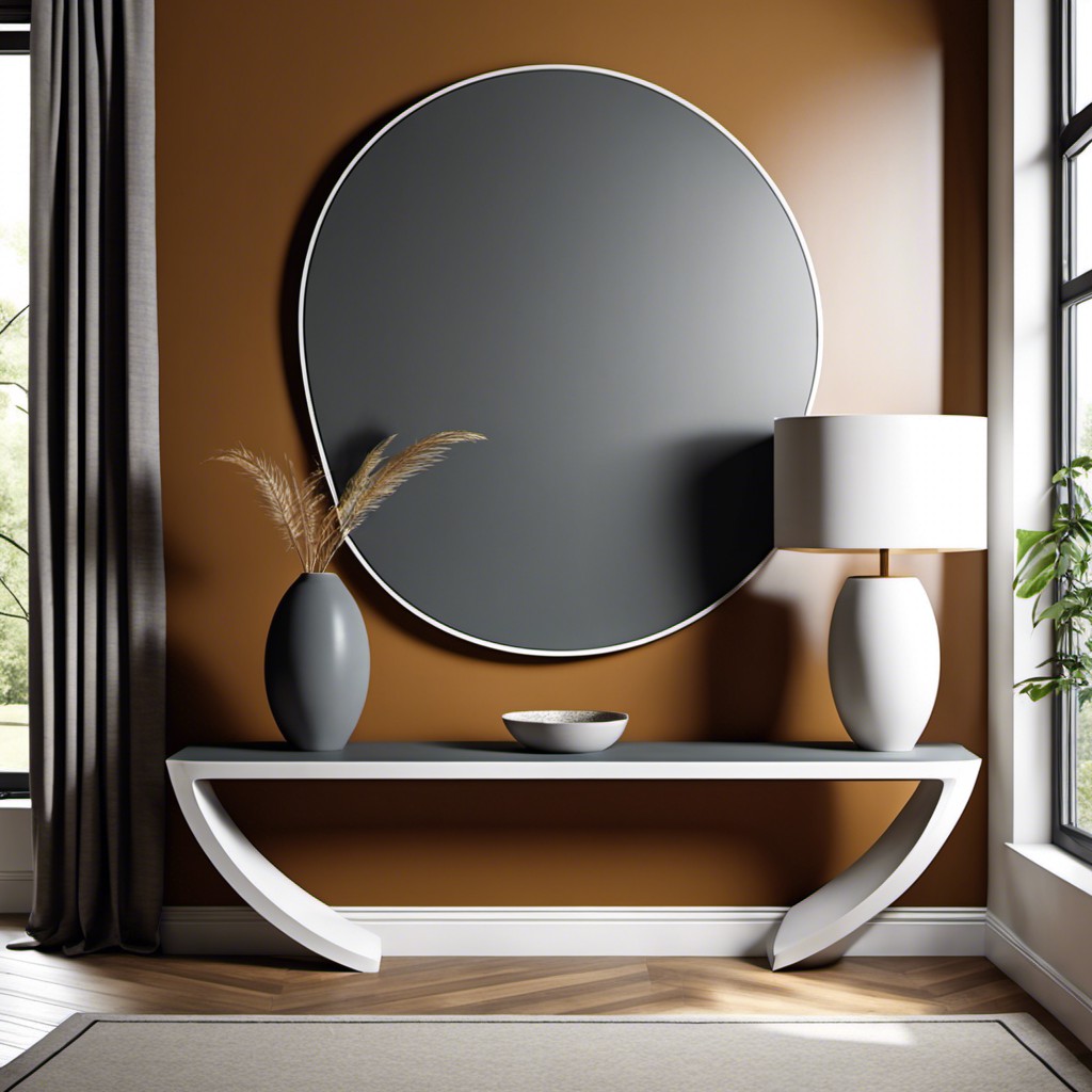 modern geometric curved console