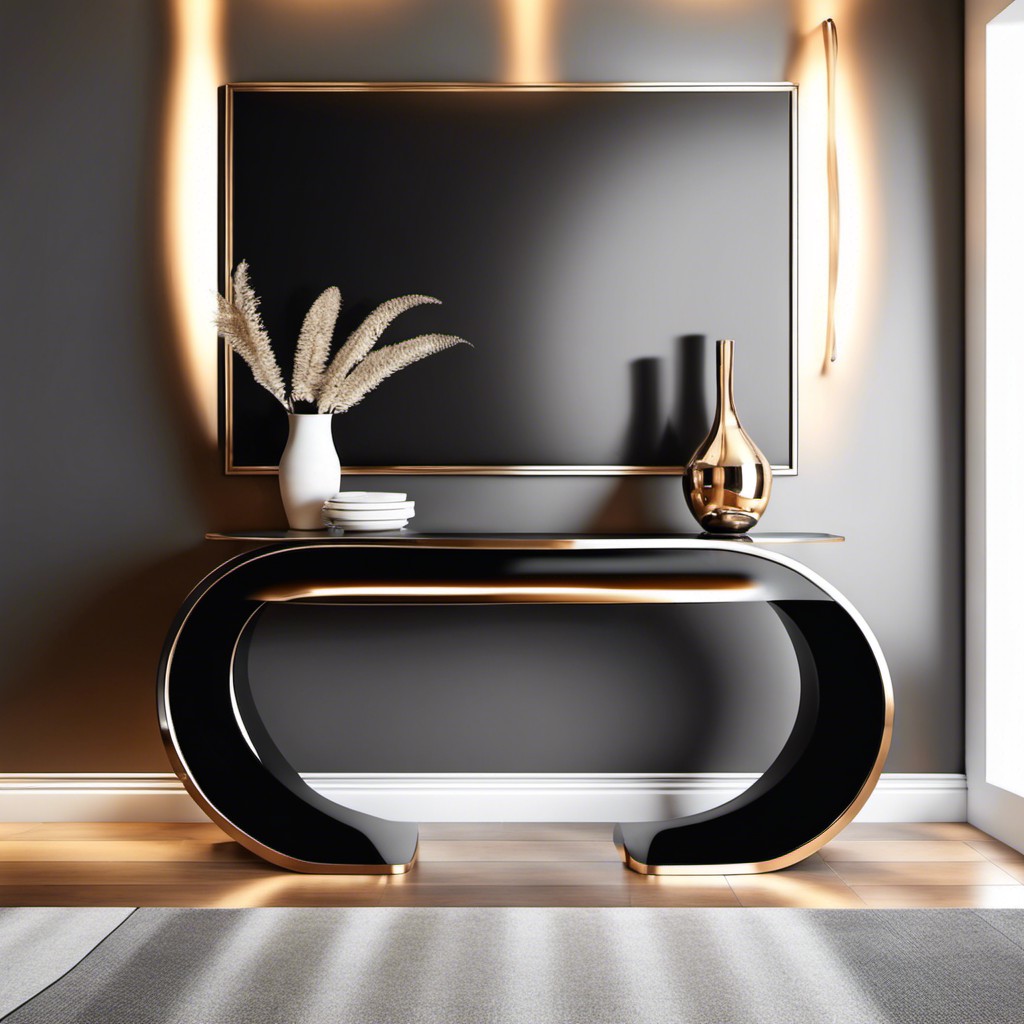 modern metallic curved console