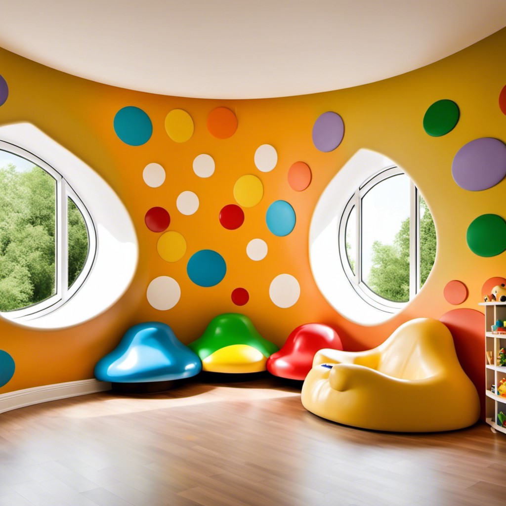 mushroom shaped childrens playroom wall