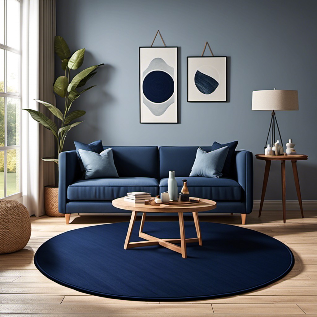 navy blue round rug