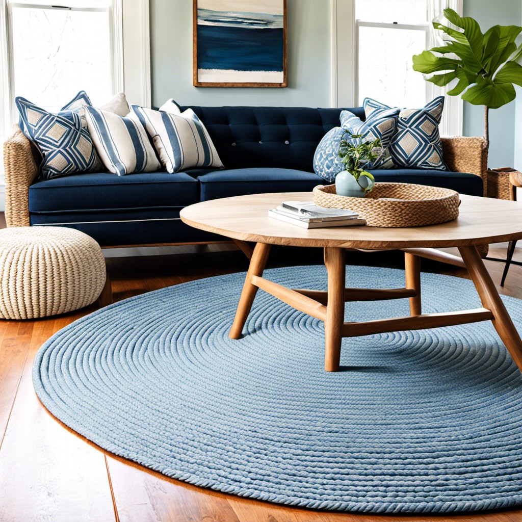 pale blue braided jute rug