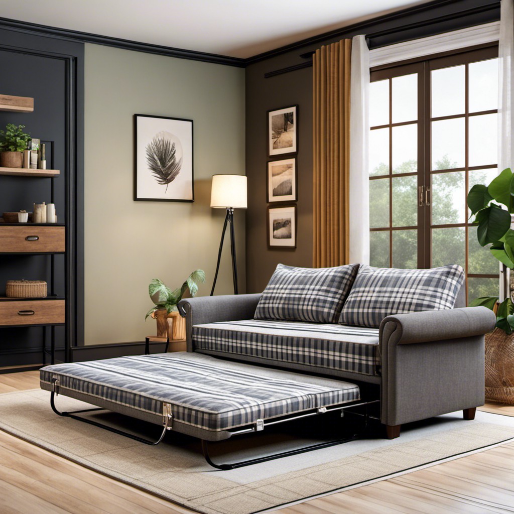 plaid pull out sofa bed