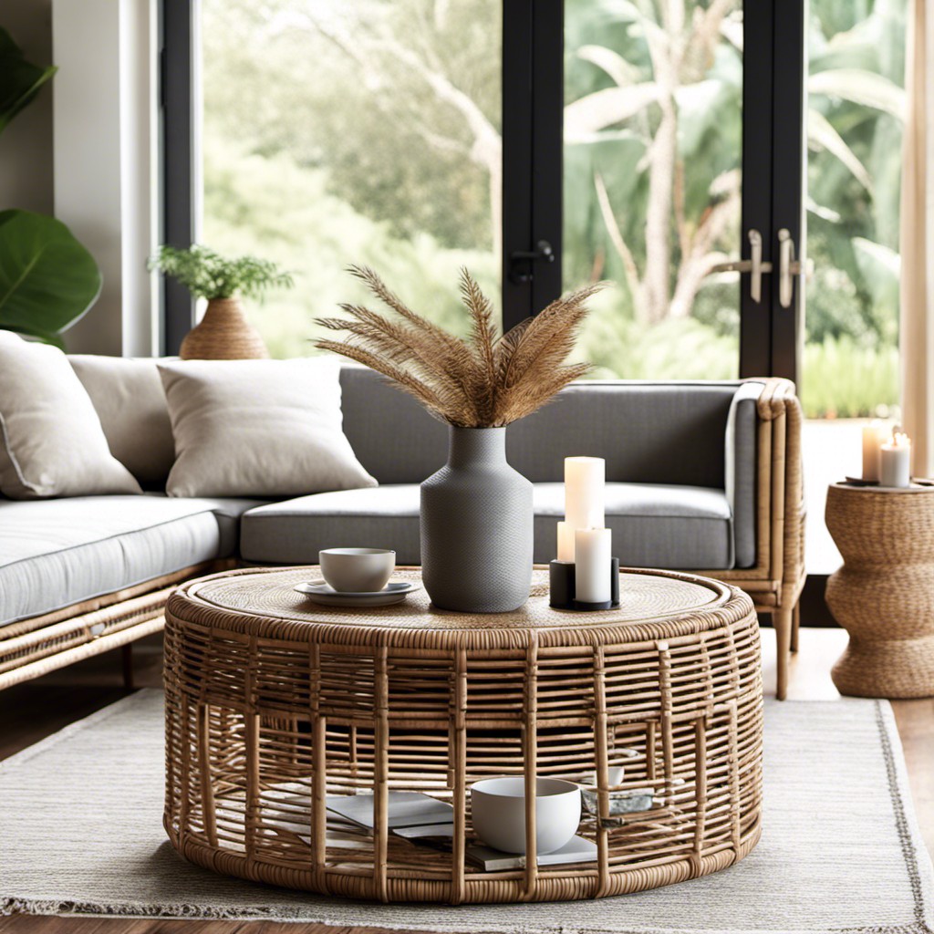 rattan coffee table for a natural touch