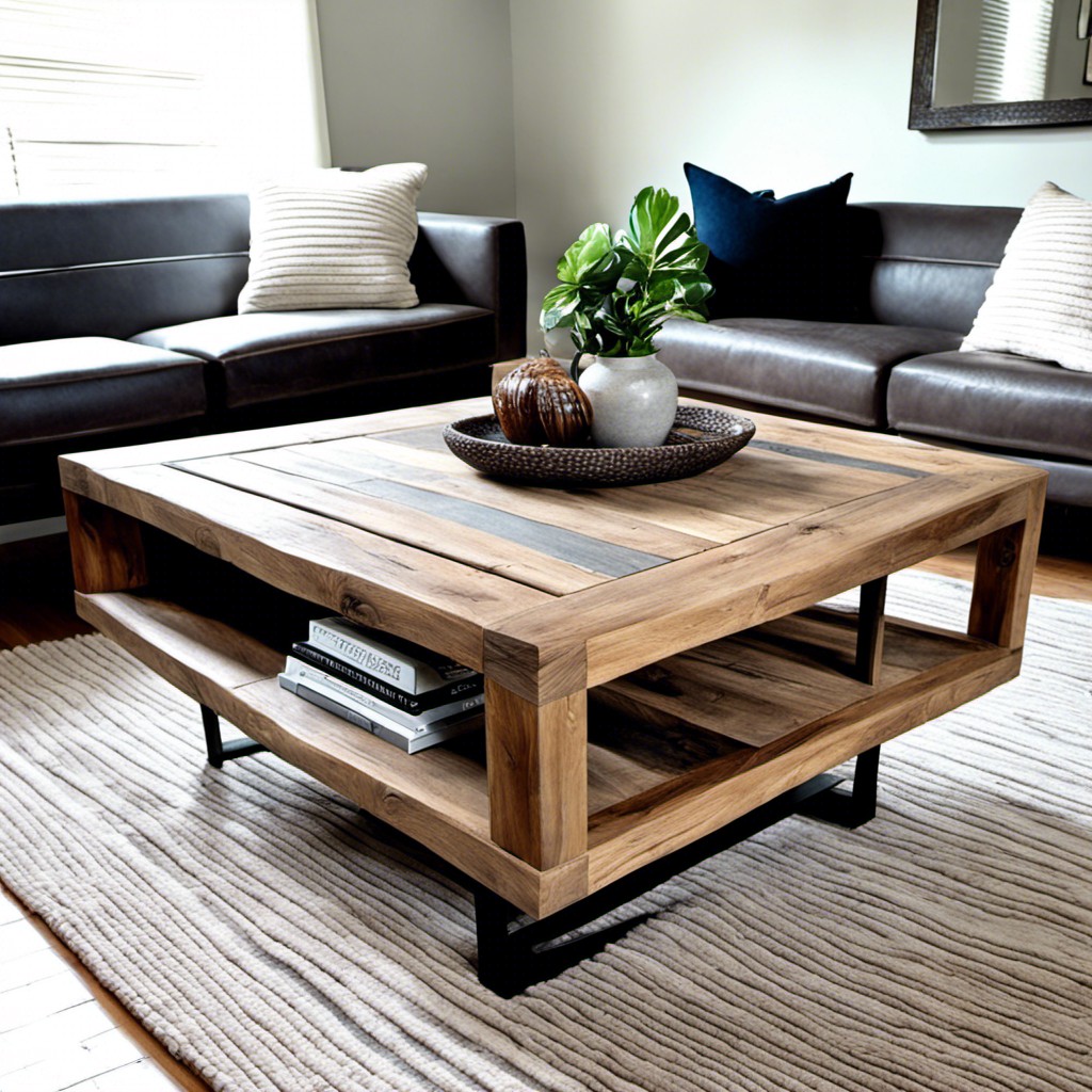 reclaimed teak grey brown coffee table