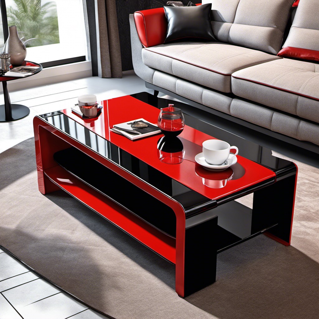 red and black bi color modern coffee table