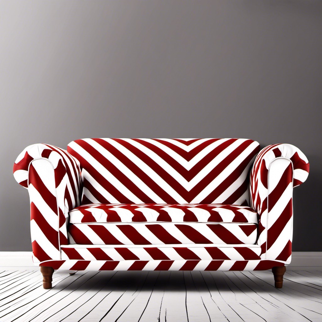 red and white chevron patterned couch