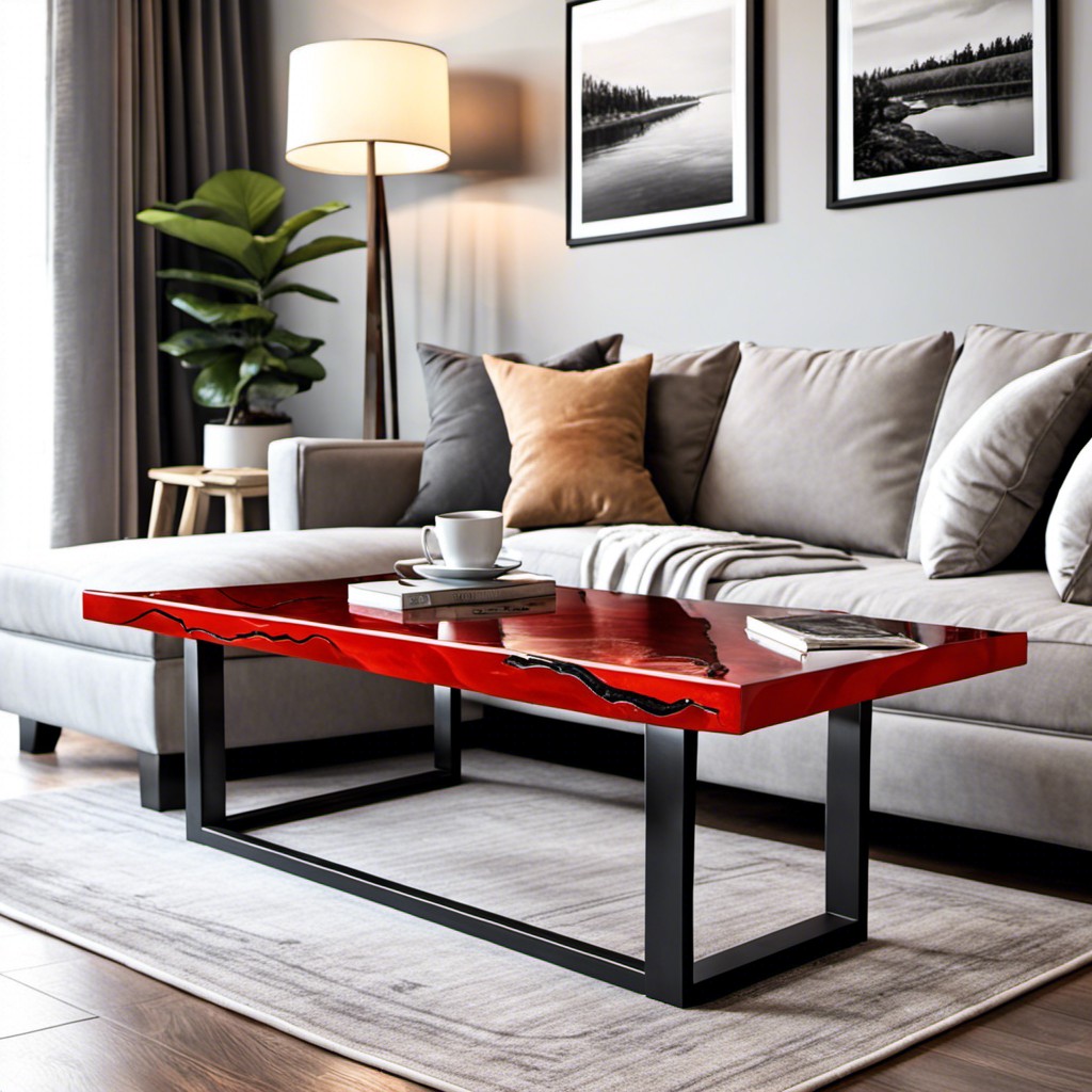 red epoxy river coffee table