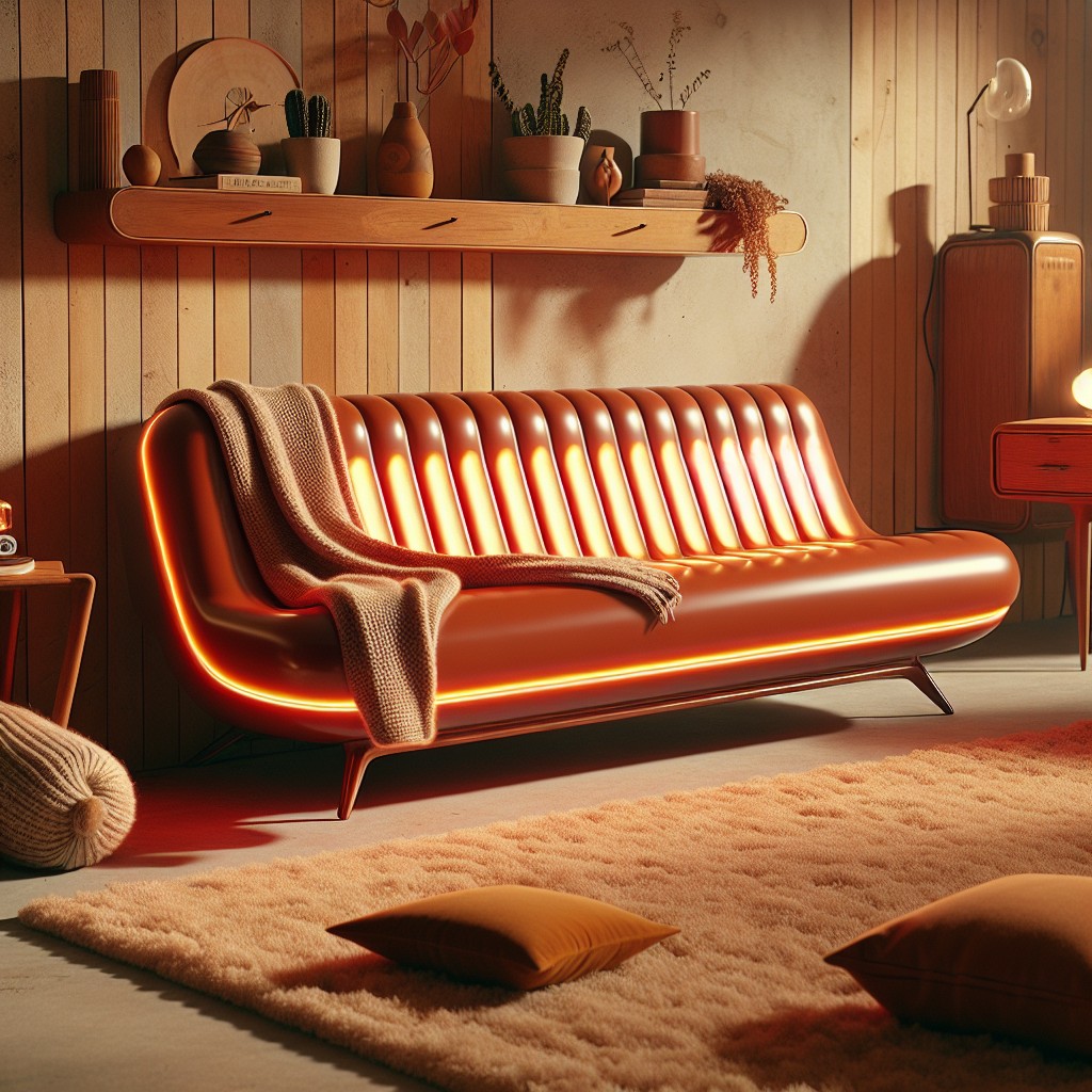 retro inspired sleek heated couch