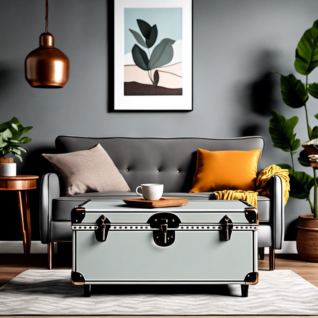 retro style metal trunk coffee table