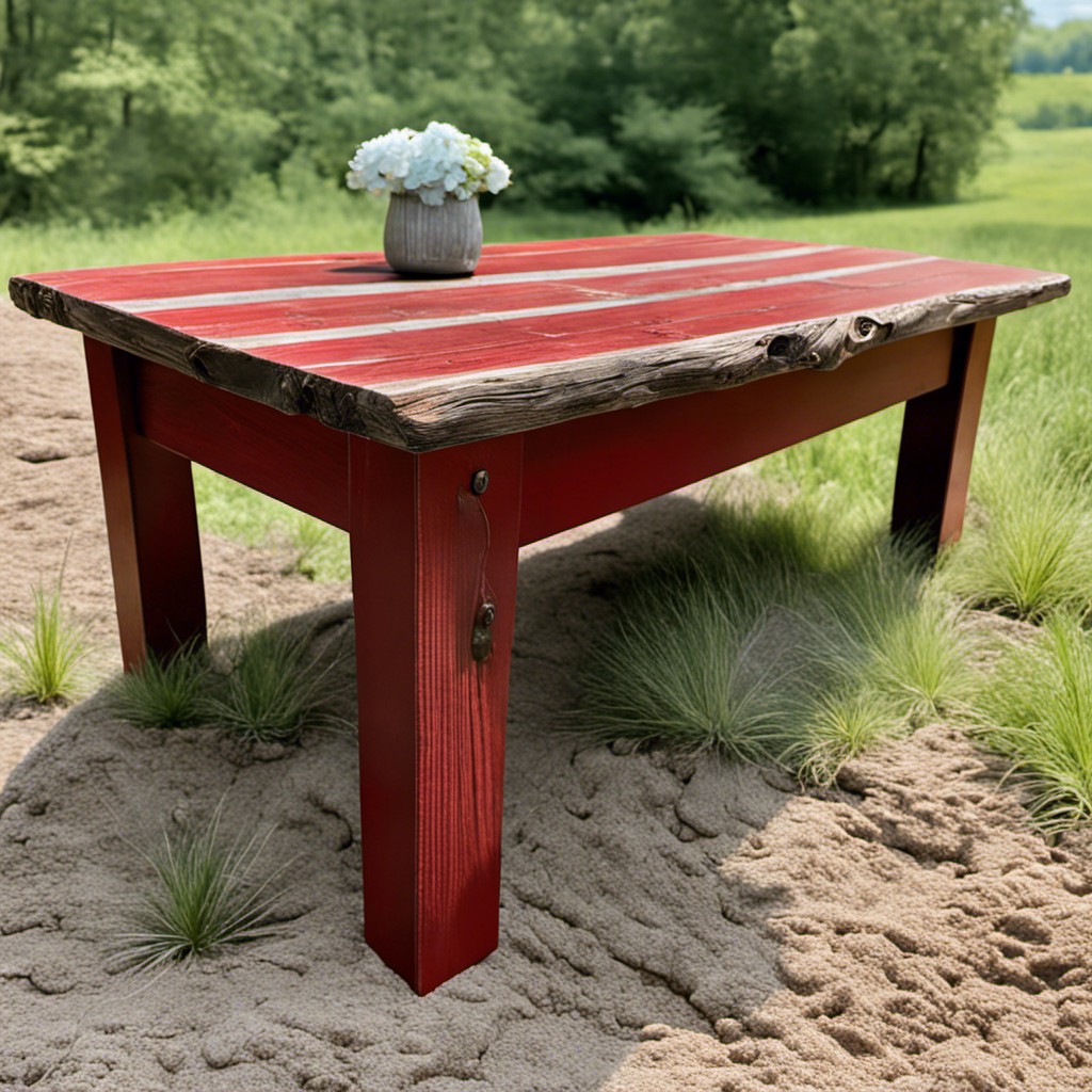 rustic barnwood coffee table in barn red