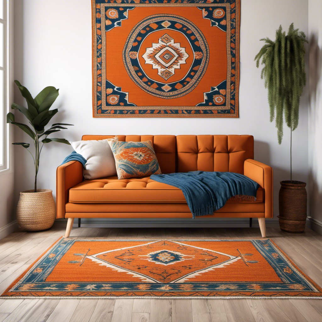 rustic orange bohemian rug