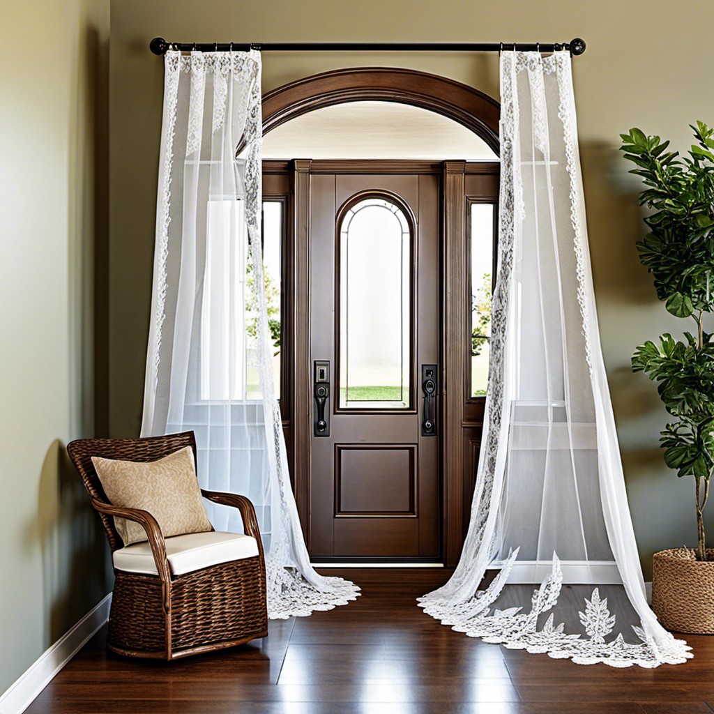 sheer white lace curtains