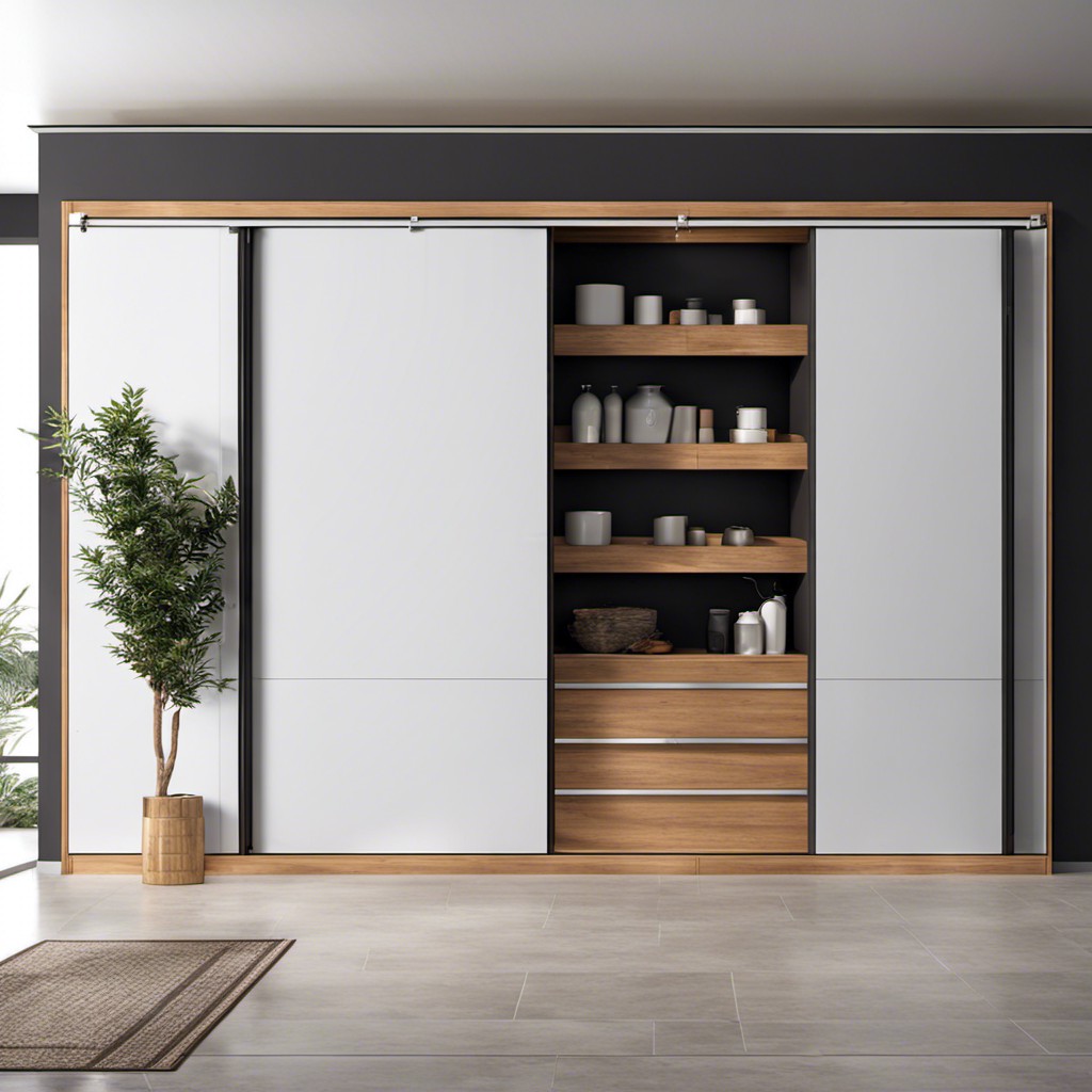 storage wall with sliding doors