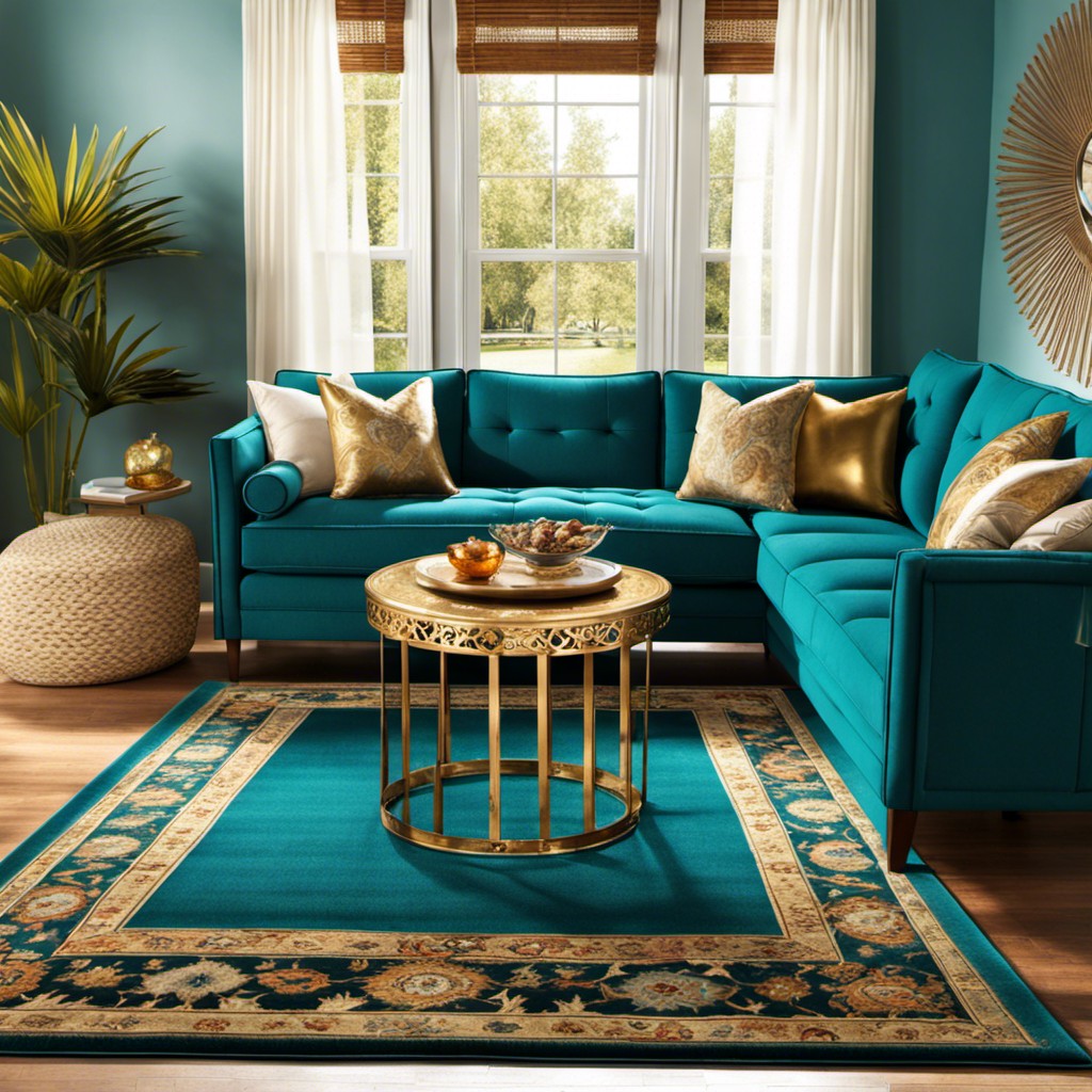 Teal And Gold Persian Rug 