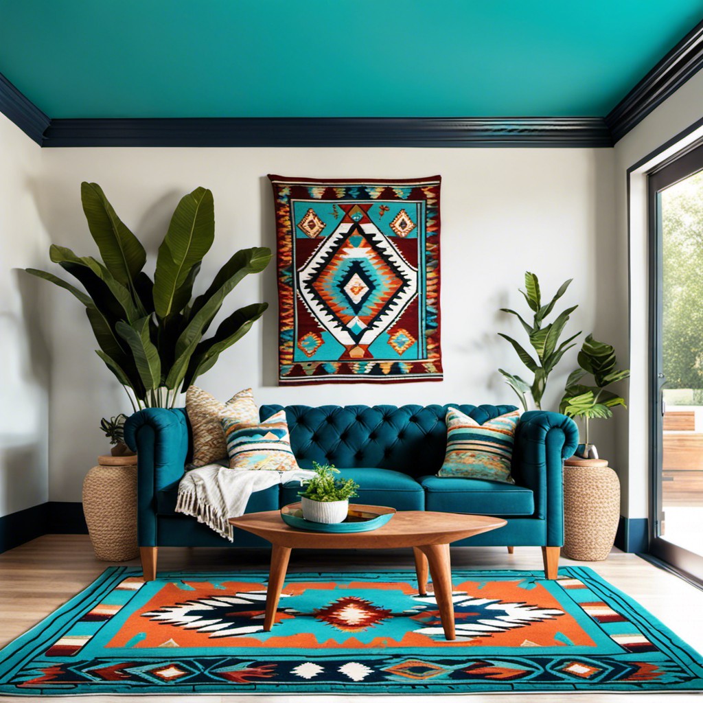 turquoise aztec patterned rug