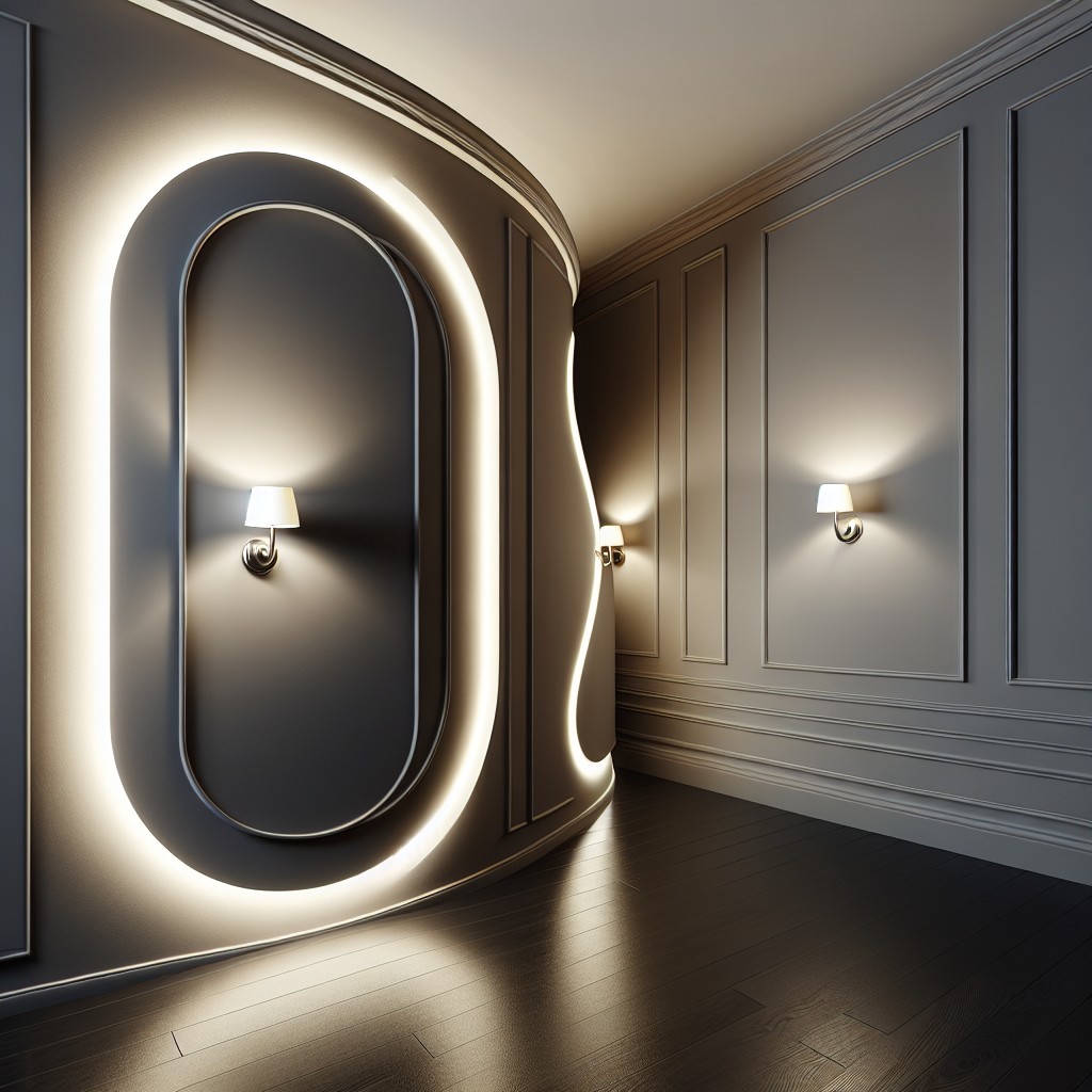 usage of wall sconces to accent curved walls