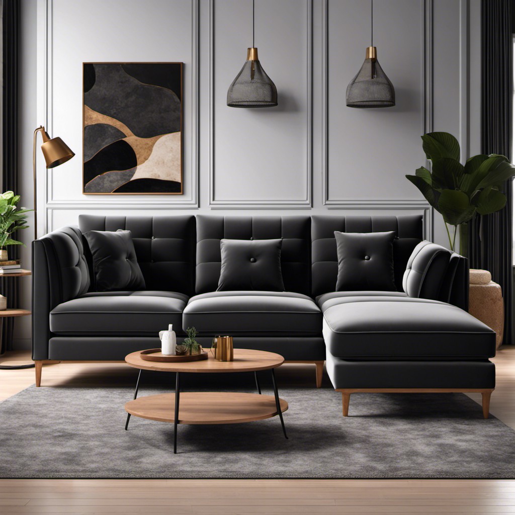 velvet dark gray sectional