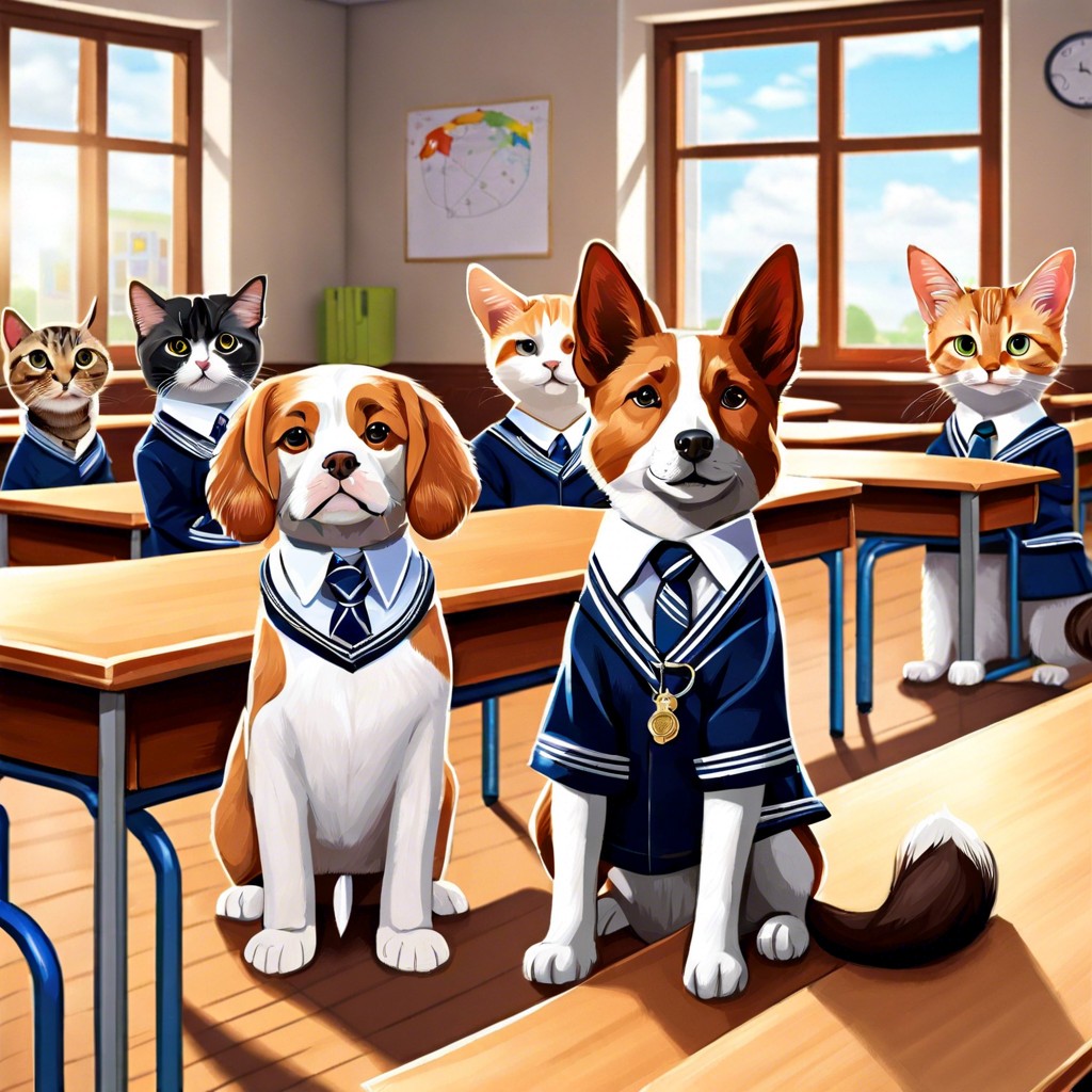 a classroom where pets are the students