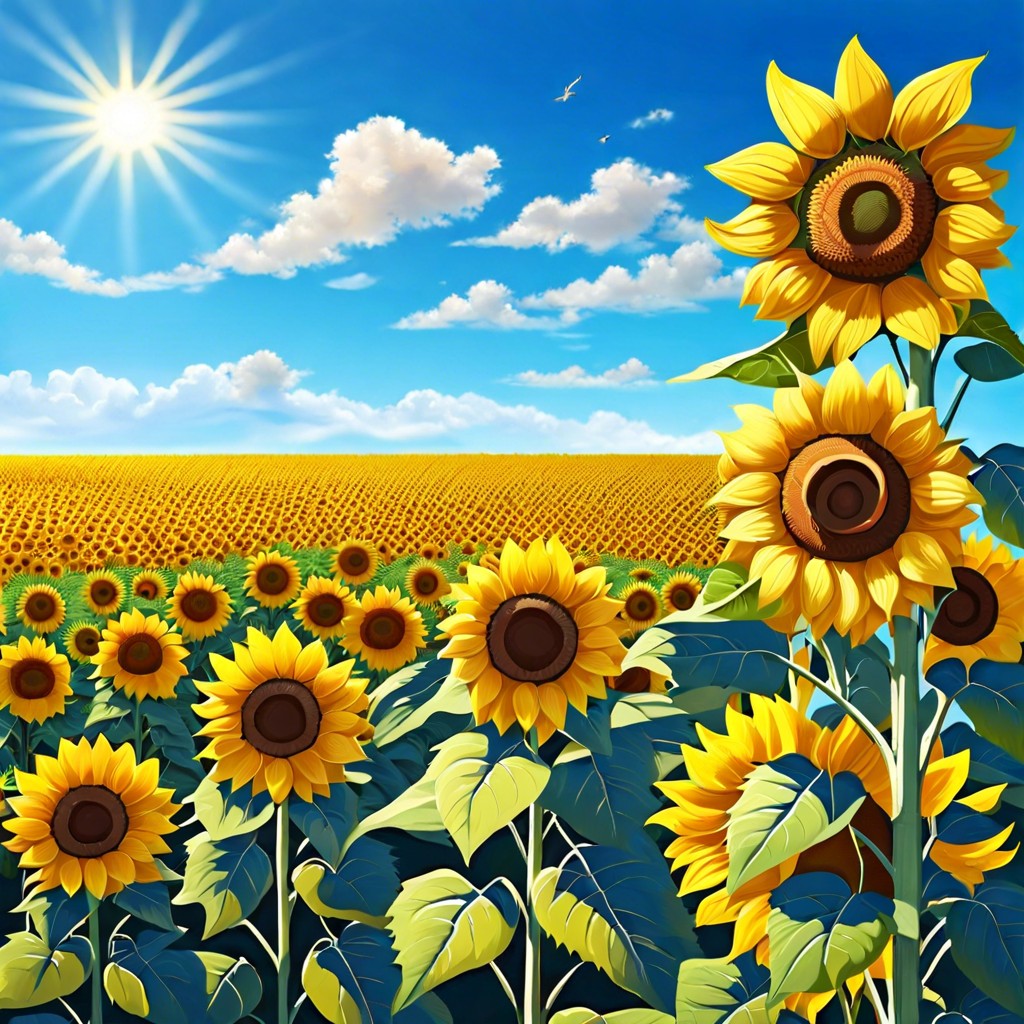 a field of sunflowers under a clear blue sky