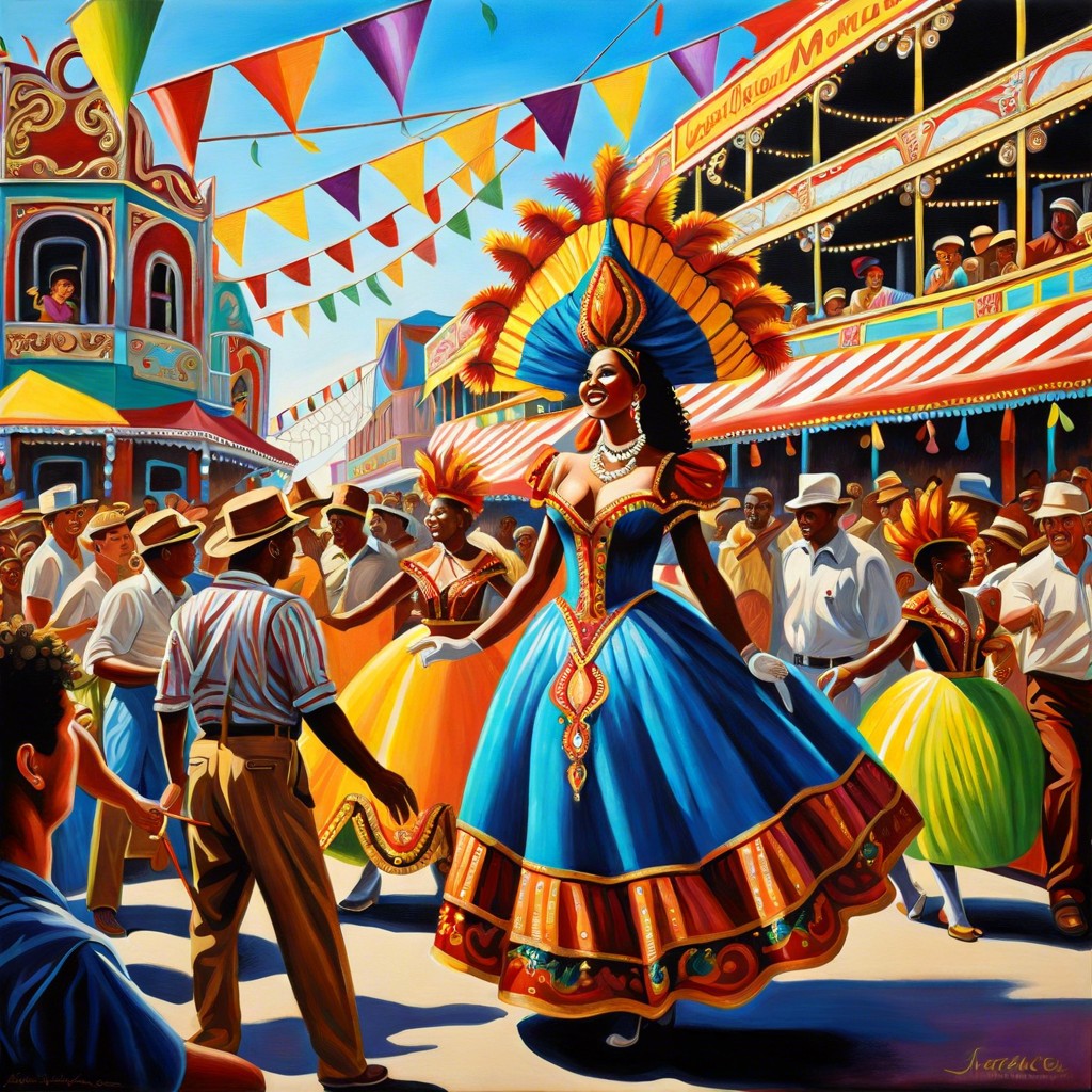 a lively carnival scene with intricate details