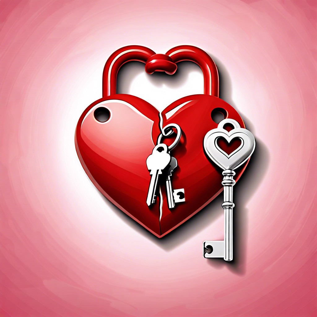 a lock and key with hearts intertwined