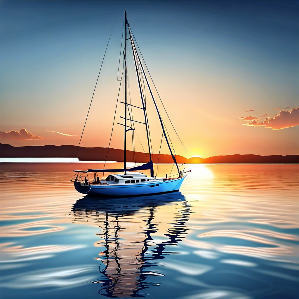 a lone sailboat on calm waters