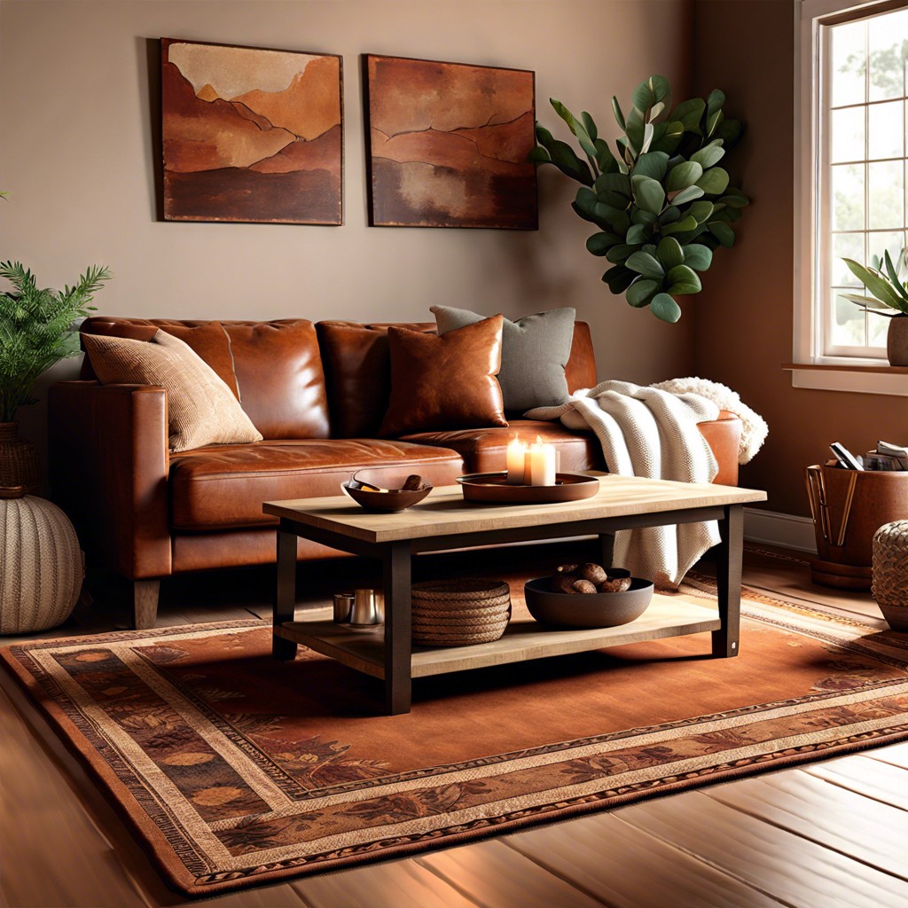 a terracotta rug for rustic charm