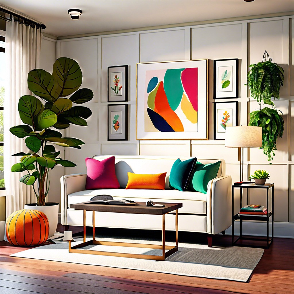 a white sleeper sofa in a multipurpose guest roomstudy with vibrant accents